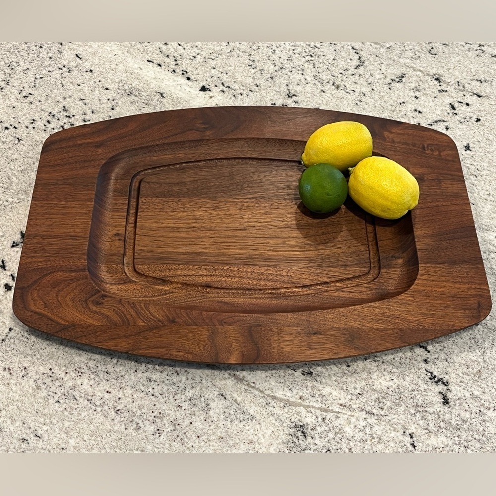 Vintage Gladmark Teak Tray Brown Wood MCM Servingware Cheese Meat Tray